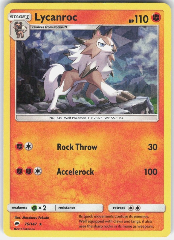 Lycanroc – 76/147 (Cracked Ice Holo) Holo Holo Rare Deck Exclusives 076/147 HP