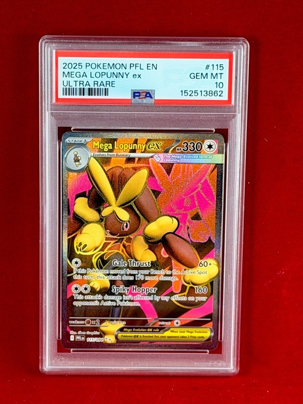 2025 Pokemon Phantasmal Flames Mega LOPUNNY ex Ultra Rare Card #115 PSA 10