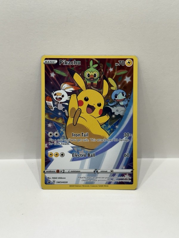Pokémon TCG Pikachu SWSH020 Sword & Shield Black Star Promo Full Art Holo – NM