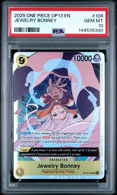 Jewelry Bonney One Piece Carrying on His Will OP13-108 Foil PSA 10