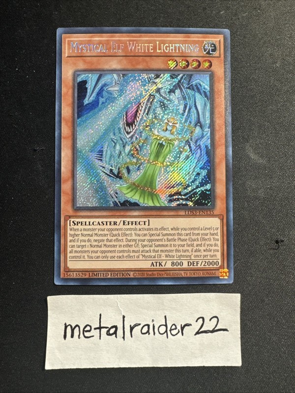 Yugioh Mystical Elf White Lightning LDS3-EN135 Secret Rare Limited Ed Near Mint
