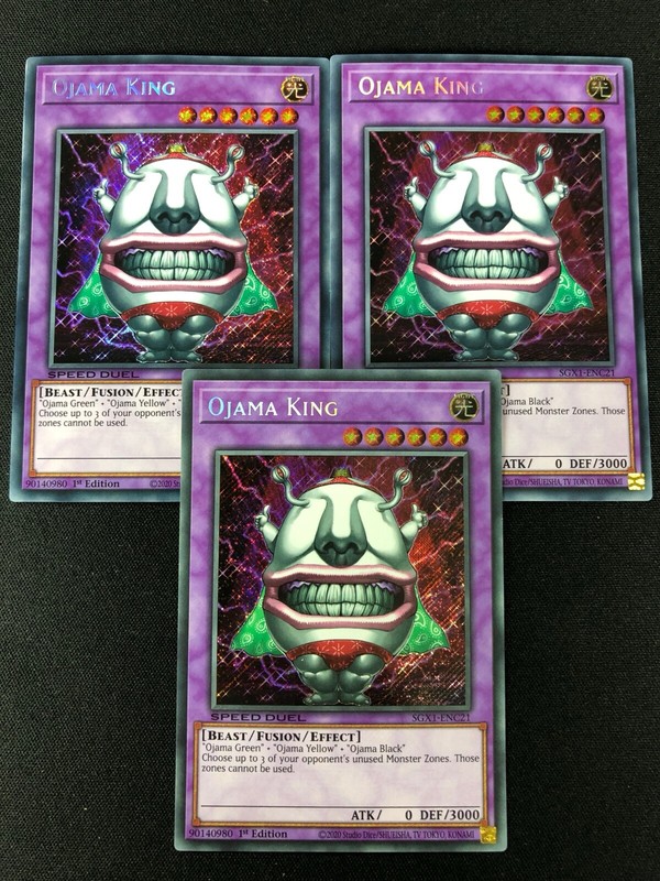 YUGIOH OJAMA KING SECRET RARE! X3 1ST SGX1-ENC21 (NM) SPEED DUEL!
