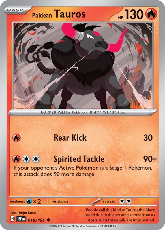 Paldean Tauros – 018/191 – Uncommon – Lightly Played