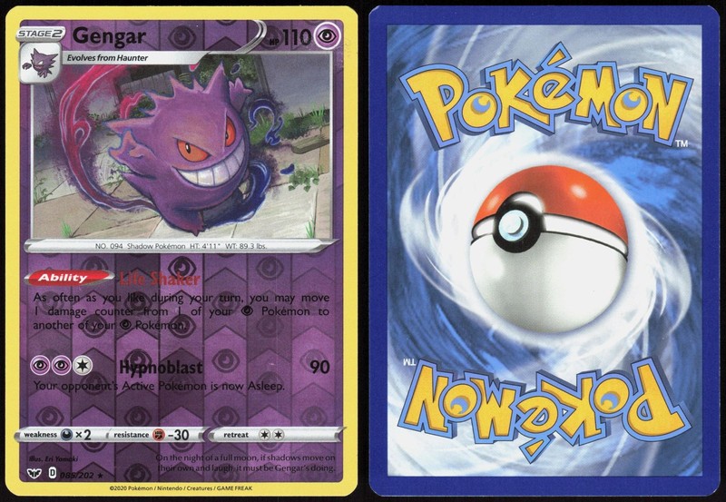 Gengar 085/202 Holo Reverse Holo Sword & Shield Rare Yamaki Lightly Played