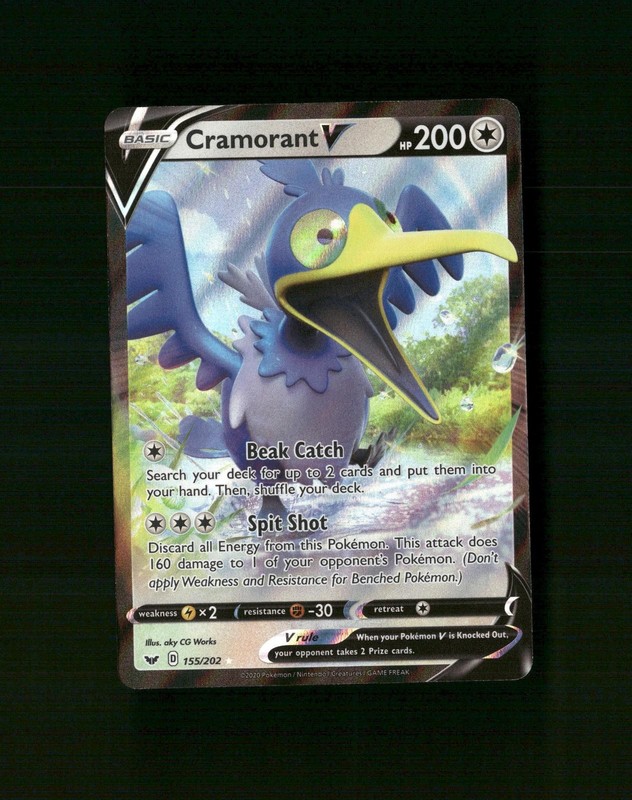 Cramorant V 155/202 Holo V Rare Sword & Shield Pokemon Near Mint D-6