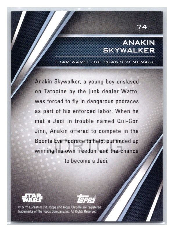 2023 Topps Star Wars Chrome Black #74 Purple Refractor Anakin Skywalker 116 /125 gallery