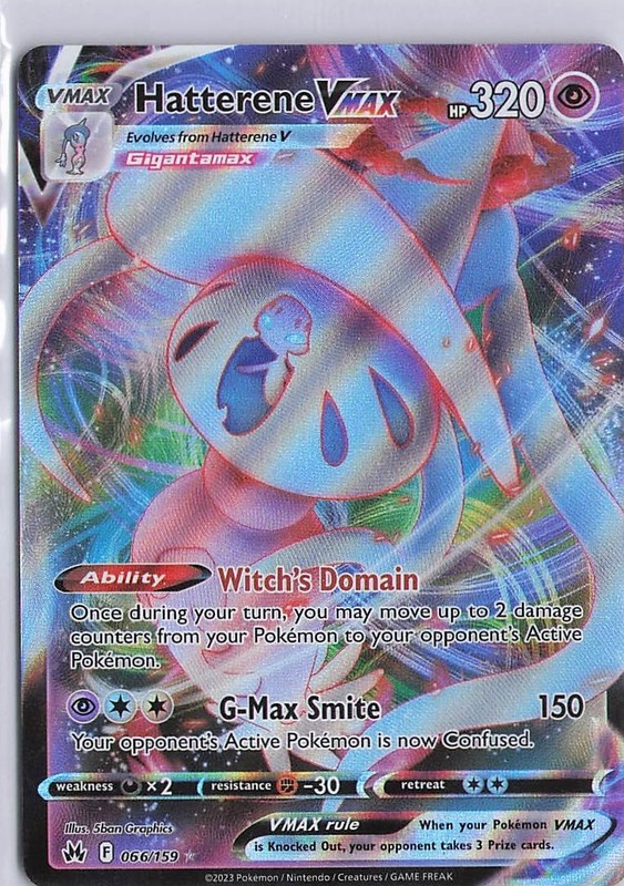 Hatterene VMAX 066/159 Holo VMAX Rare Crown Zenith Pokemon Near Mint
