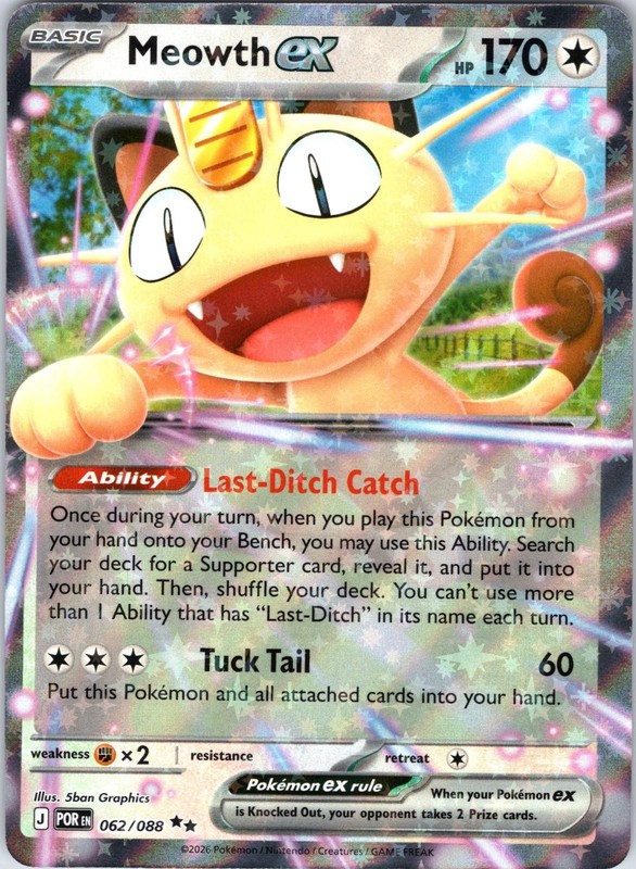 Meowth ex 062/088 Double Rare Perfect Order Pokemon Holo Near Mint