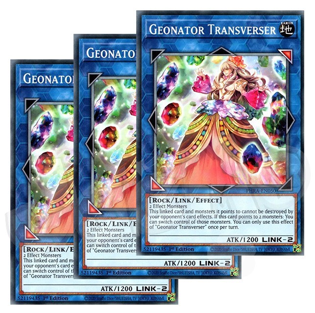 Yugioh – Geonator Transverser x 3 – 1st Edition NM – Plus Free Holo Card