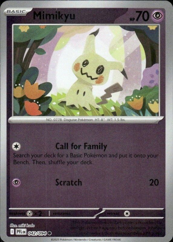 MIMIKYU 042/094 PHANTASMAL FLAMES COMMON REVERSE HOLO POKEMON