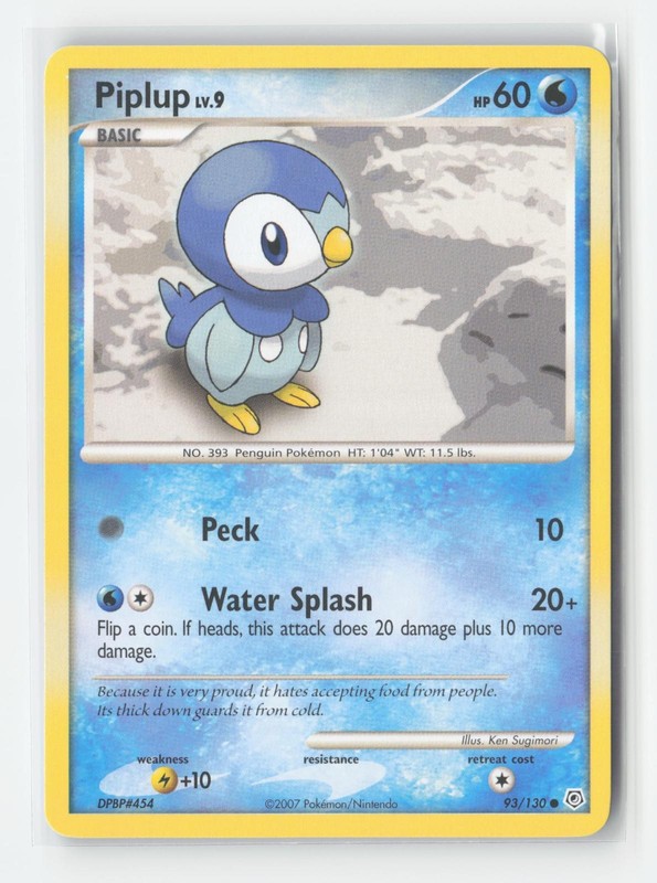 Piplup 93/130 Common Diamond & Pearl Pokemon Heavily Played