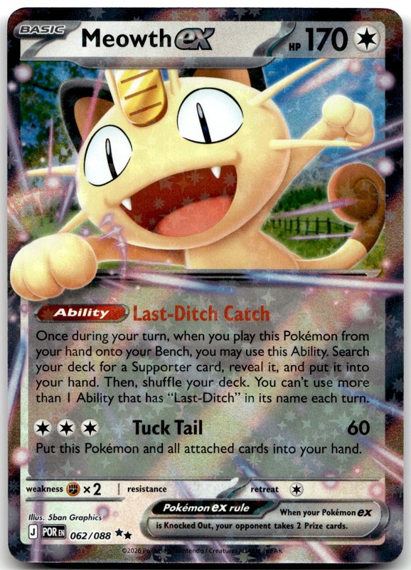 Meowth ex 062/088 Double Rare Perfect Order Pokemon Near Mint