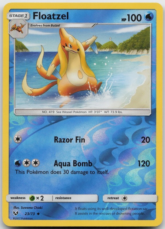 Floatzel Uncommon Water Shining Legends 23/73 LP 2017 Suwama Chiaki Reverse Holo