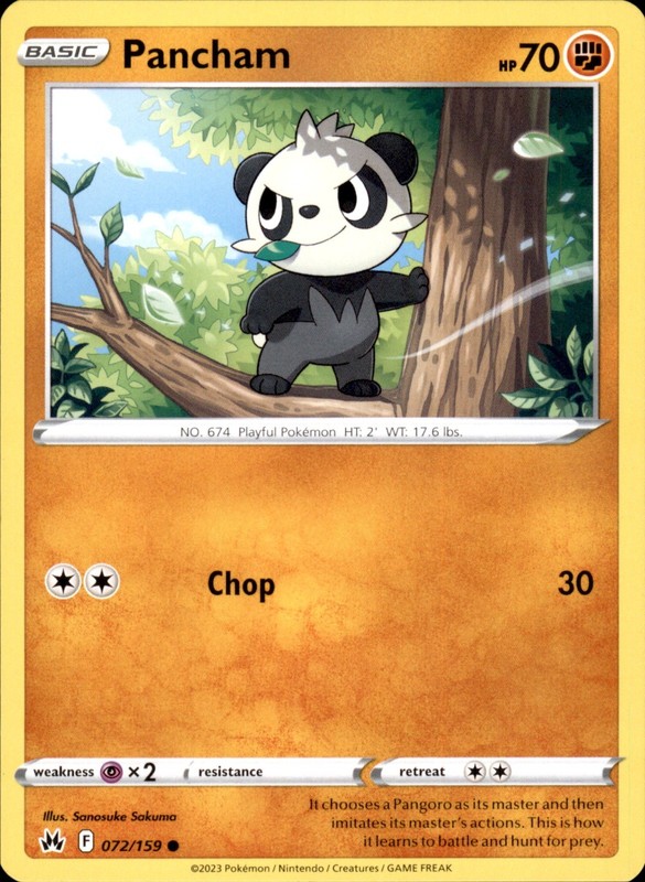 Pancham 072/159 Common – Pokemon SWSH: Crown Zenith