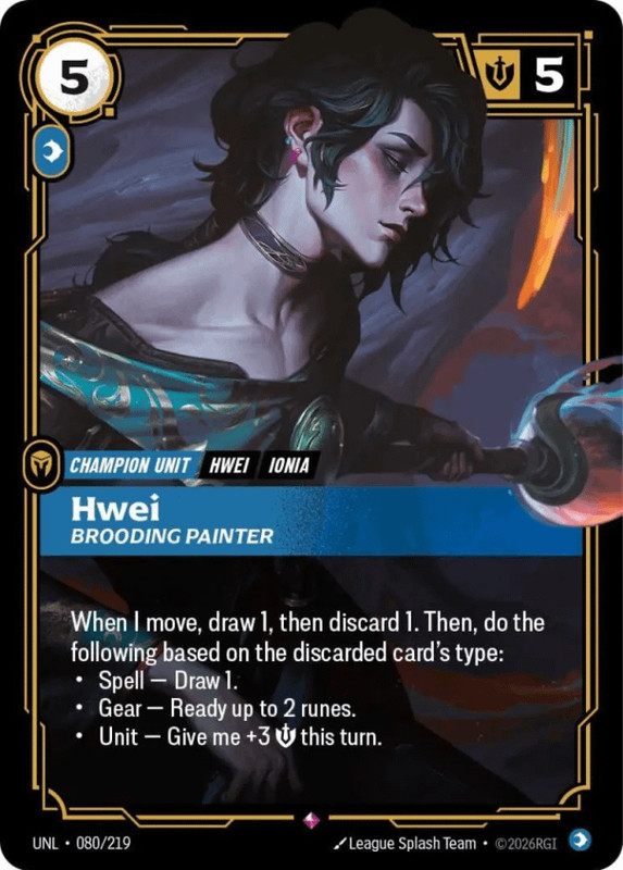Hwei – Brooding Painter 080/219 Rare Unleashed Riftbound Foil Near Mint