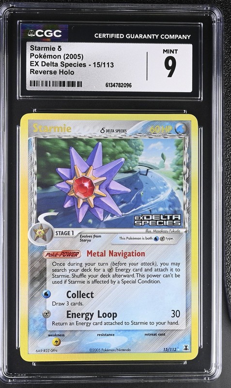 CGC 9 MINT Starmie 15/113 EX Delta Species Reverse Holo Stamped Pokemon Card