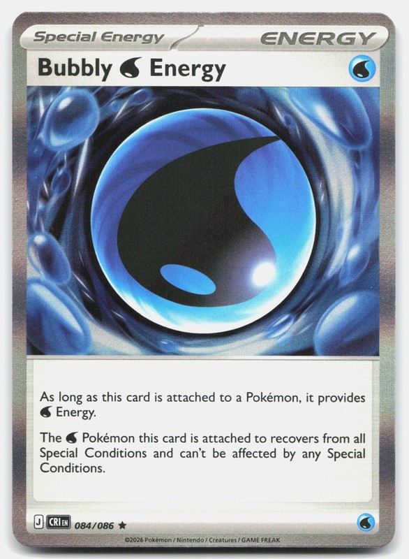 Bubbly W Energy 084/086 CRI Pokemon TCG Rare Holo NM