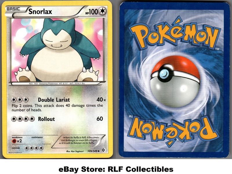 2012 Pokemon, B&W Boundaries Crossed, #109/149 Snorlax, Uncommon (b)