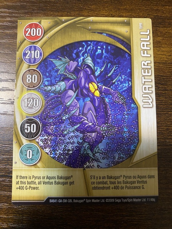 Bakugan WATER FALL Metal Gate Card GOLD 2009 BA641-GA-SM-GBL 11/48q