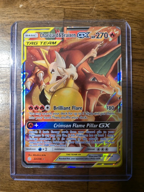 Pokemon Charizard & Braixen GX Cosmic Eclipse Tag Team 22/236