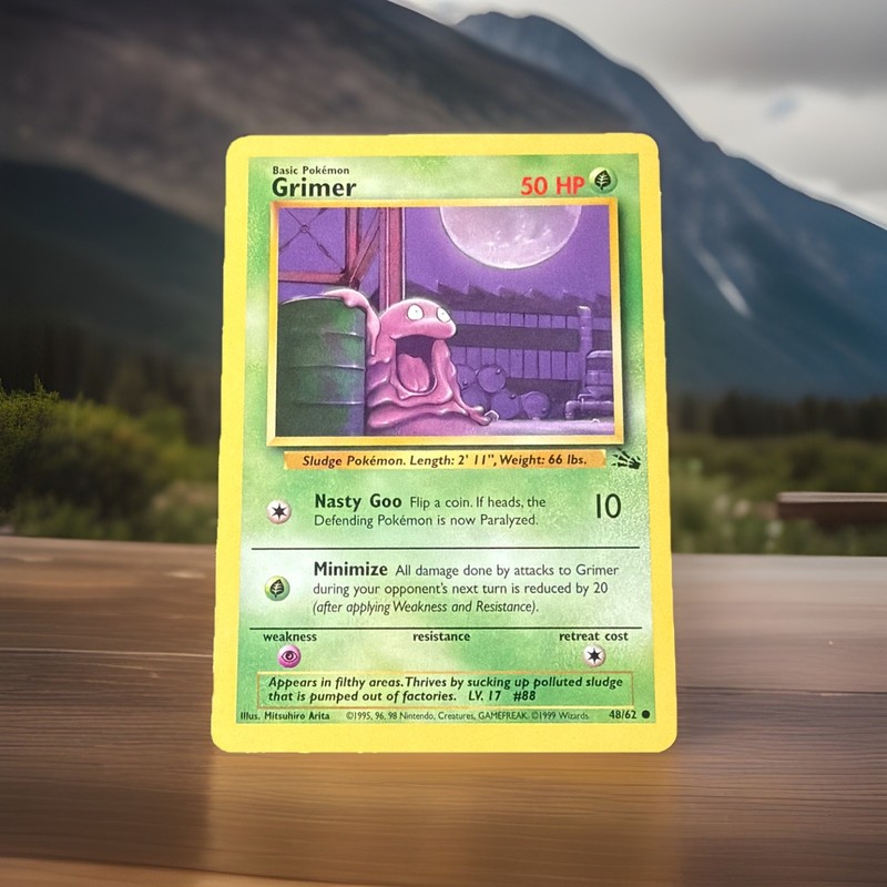 Grimer 48/62 Common Fossil Pokemon Card LP – MP 1999 Vintage