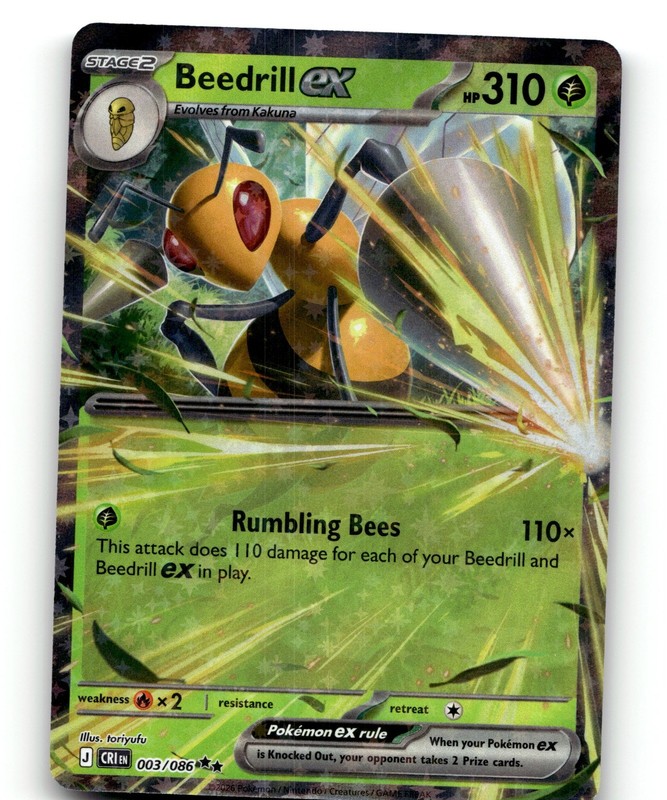 Beedrill ex Holo Double Rare ME04: Chaos Rising 003/086 NM toriyufu