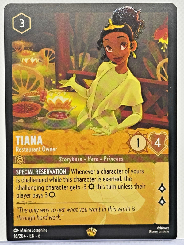 Disney Lorcana Tiana Restaurant Owner 16/204 Legendary Embossed Azurite Sea READ