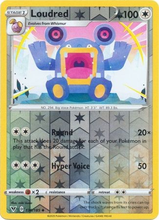 LOUDRED 136/185 VIVID VOLTAGE POKEMON (REVERSE HOLO, NM)