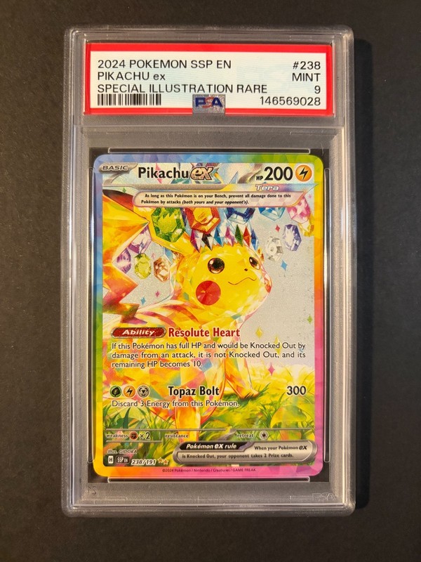 PSA 9 Pokemon Pikachu ex 238/191 Surging Sparks Full Art SIR