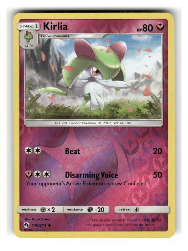 Kirlia 140/214 Uncommon Lost Thunder Pokemon Reverse Holo Lightly Played