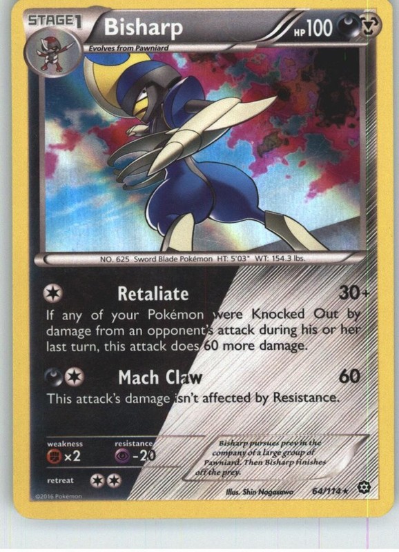 Bisharp 64/114 Holo Rare Steam Siege Pokemon Reverse Holo Lightly Played