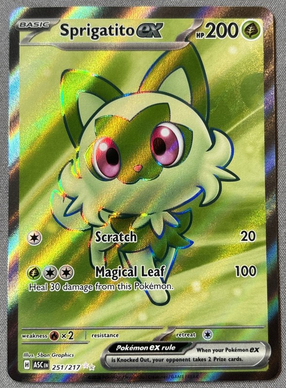 Pokemon Sprigatito Ex 251/217 Ascended Heroes Ultra Rare Full Art w/ Top Loader