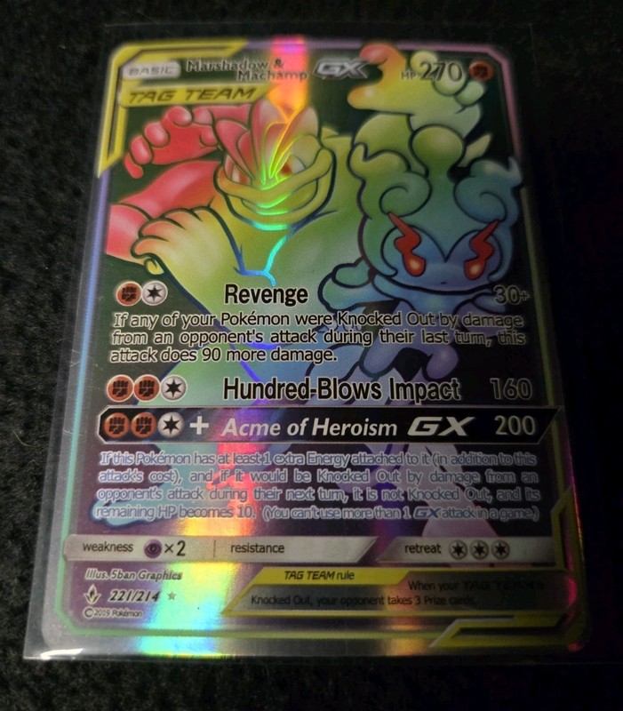 Marshadow & Machamp GX TAG TEAM Rare Full Art Holo 221/214 270 HP gallery