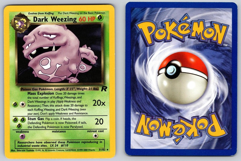 Dark Weezing 31/82 Unlimited Rare Team Rocket Pokemon Near Mint gallery