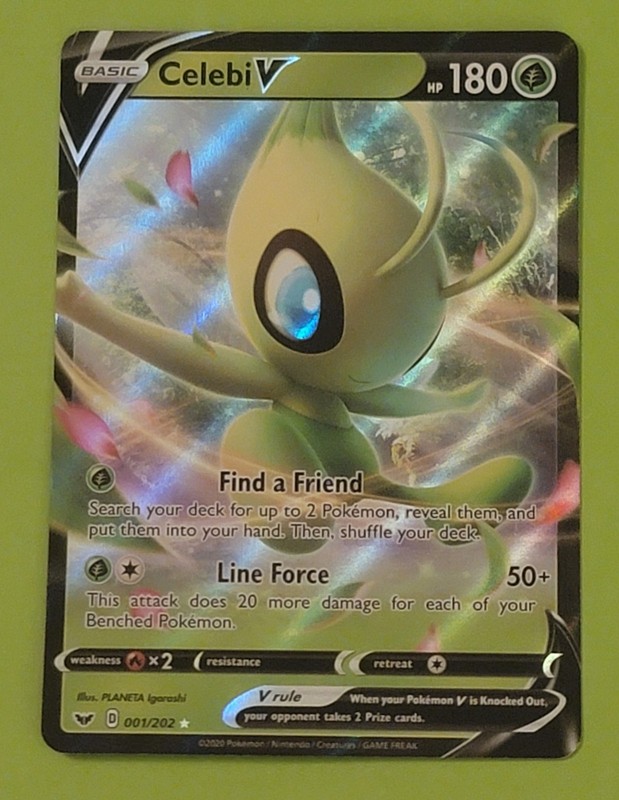 Celebi V 001/202 Sword & Shield Holo Full Art Pokemon TCG