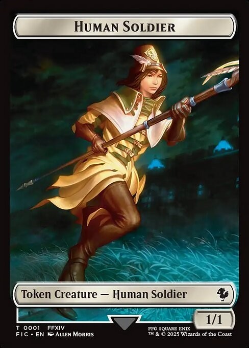 (X4) Hero – Human Soldier 0008 0001 Double Sided Token Final Fantasy MTG NM
