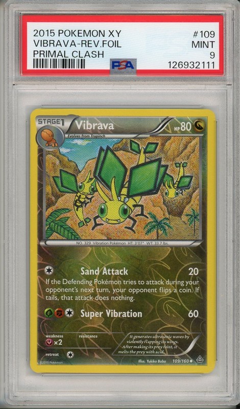 2015 Pokemon SWSH Primal Clash Vibrava Reverse Foil #109 PSA 9 Pop 2