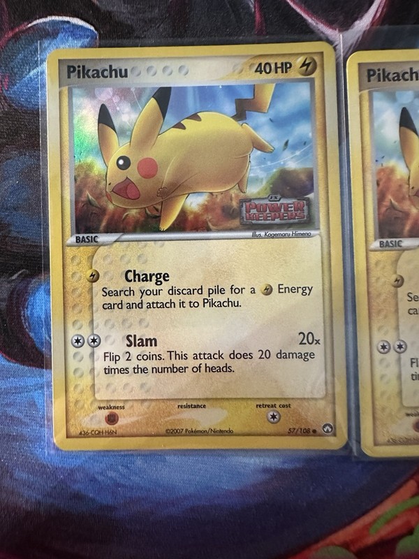 Pikachu 57/108 – Power Keepers Reverse Holo Stamped & Common Lightly Played