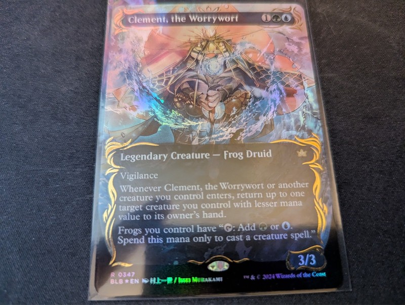 MTG Magic the Gathering RAISED FOIL Clement, the Worrywort Borderless BLB!