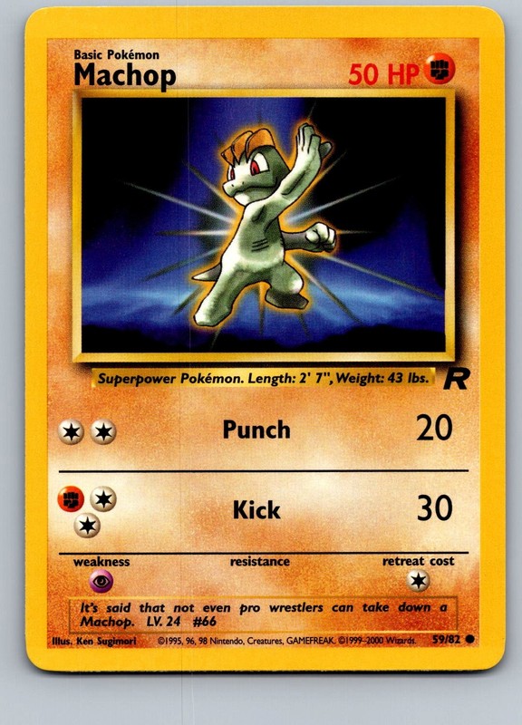 Machop Unlimited Team Rocket 59/82 2000 NM