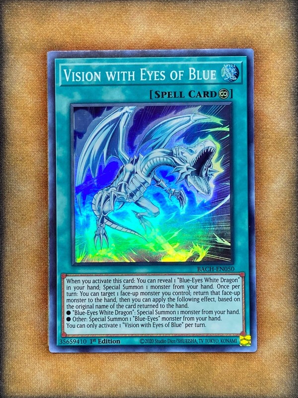 Yugioh Vision with Eyes of Blue BACH-EN050 Super Rare 1st Ed NM