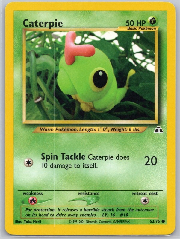 Caterpie Unlimited 53/75 Common Neo Discovery Yuka Morii LP