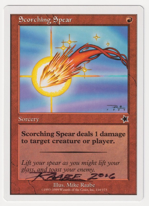 Signed Scorching Spear LP Starter 1999 Artist Mike Raabe WOTC MTG Magic Vintage!