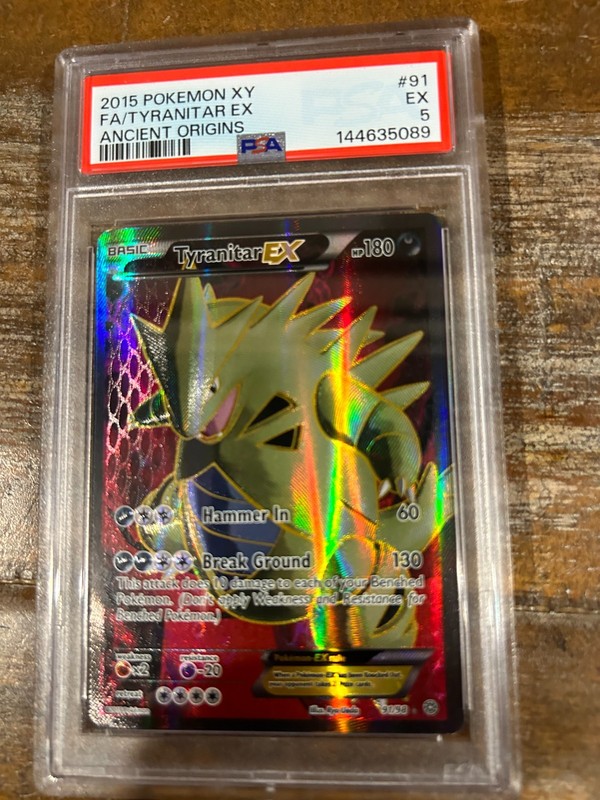 Pokemon 2015 XY Ancient Origins Full Art TYRANITAR EX #91 PSA 5 RARE