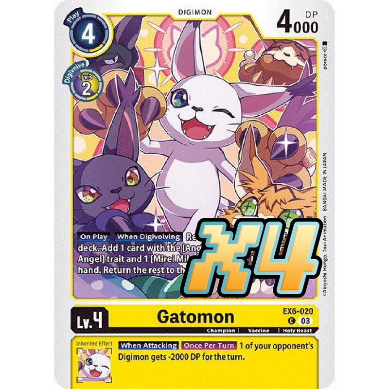4X Gatomon EX6-020 Common Infernal Ascension NM Digimon Card Game