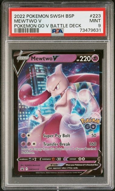 2022 Pokemon GO Mewtwo V SWSH223 PSA 9 Mint Black Star Promo