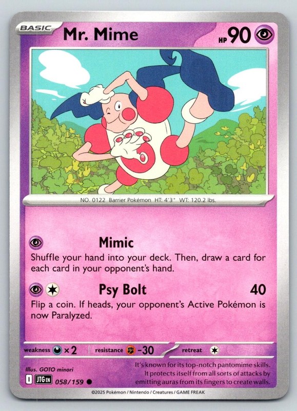 MR. MIME 058/159 C JOURNEY TOGETHER POKEMON LP MINORI