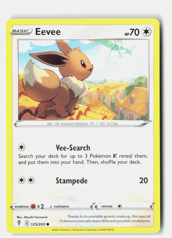 Eevee Common Normal SWSH07: Evolving Skies 125/203 NM Atsushi Furusawa