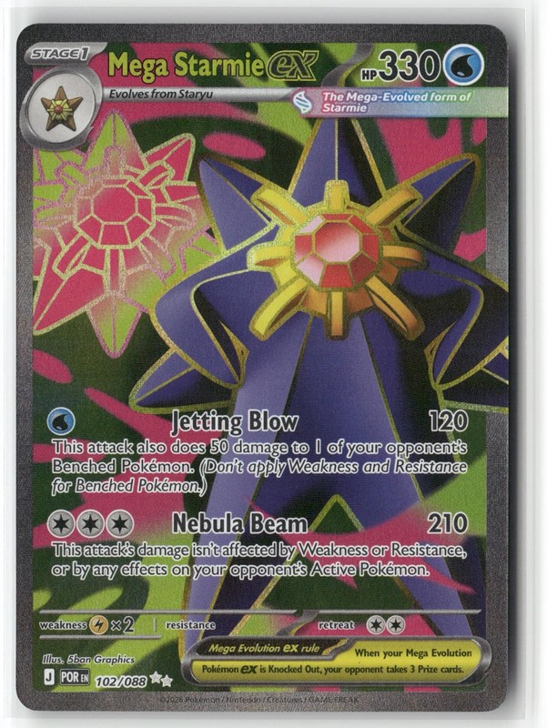 MEGA STARMIE EX 102/088 ULTRA RARE PERFECT ORDER POKEMON NEAR MINT