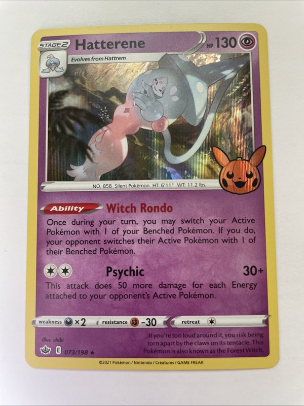 Hatterene 073/198 – Trick or Trade Booster Holo (NM)